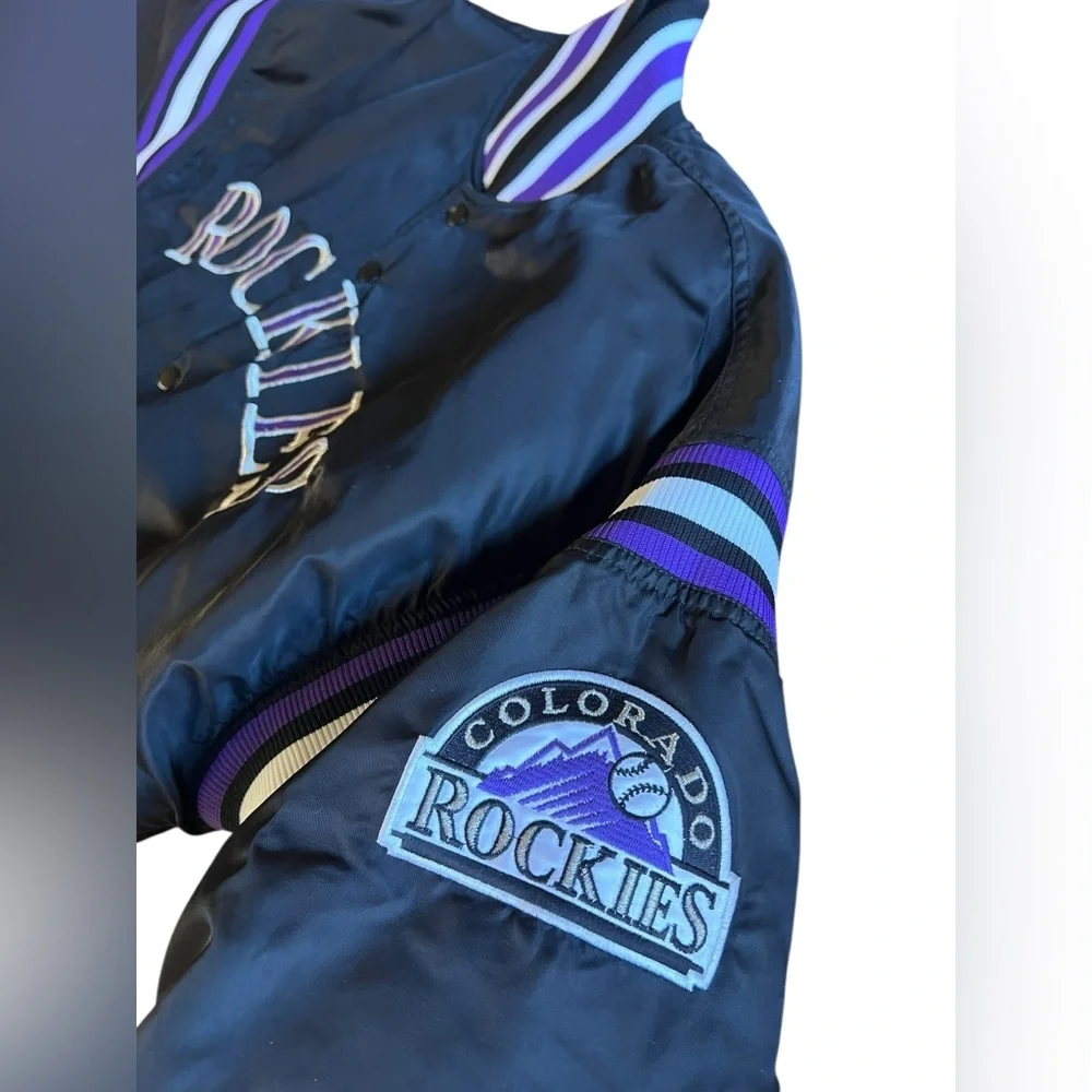 VTG 90s MLB Colorado Rockies Starter Diamond Collection Satin Jacket Korea Mint